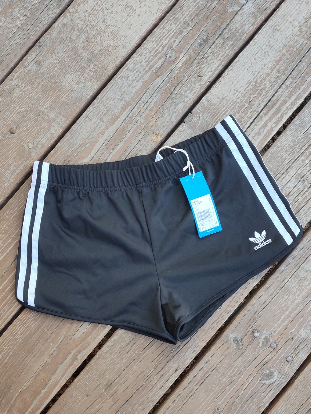 adidas Black Shorts with White Three-Stripes